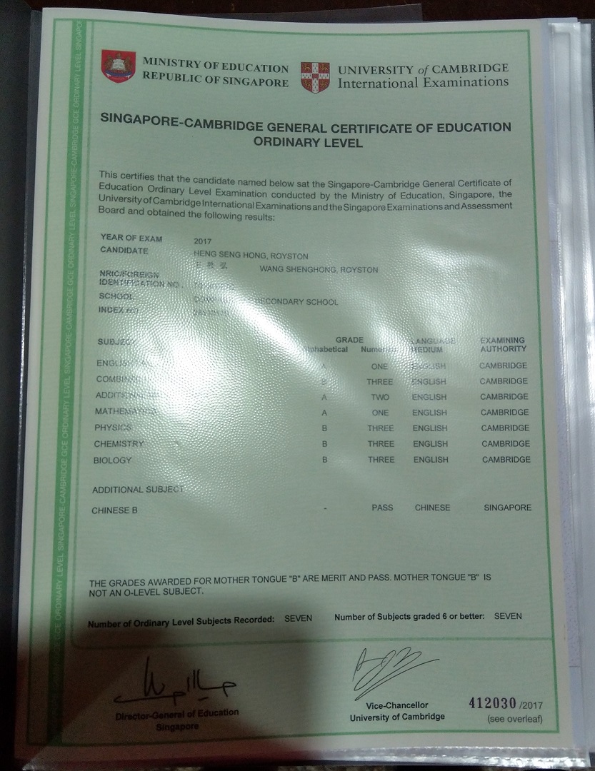 O levels Certificate